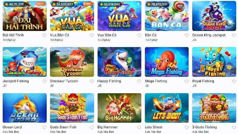 Sảnh Bắn Cá tại Qibet đa dạng tựa game
