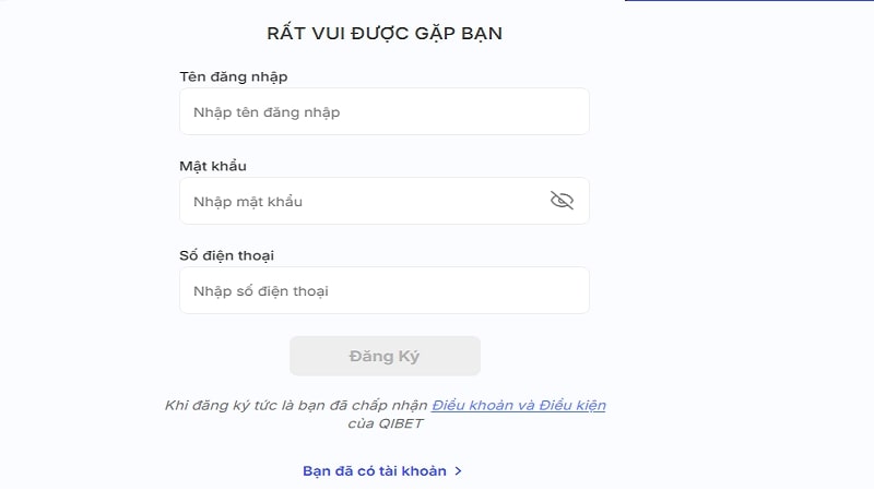 Hướng dẫn đăng ký tài khoản cá cược Qibet